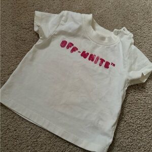 Off-White Kids White Tee with Pink Logo